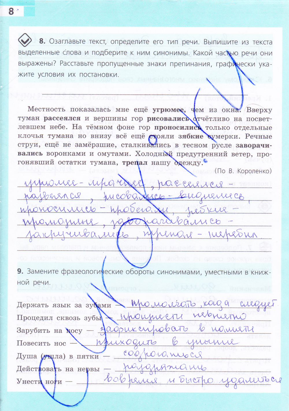 Готовые задания рабочая тетрадь русский язык ефремова 5 класс